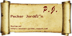 Pecker Jordán névjegykártya